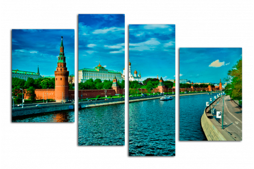 Модульная картина Кремль на Москве реке
